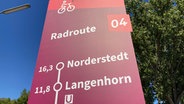 Neue Radrouten-Beschilderung an der Alster. © NDR Foto: Reinhard Postelt
