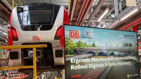 Ein neuer S-Bahnzug steht in einer Halle. © NDR Foto: Reinhard Postelt