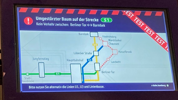 Die S-Bahn in Hamburg informiert Fahrgäste mit neuen Infotafeln über Verkehrsstörungen. © NDR Foto: Reinhard Postelt