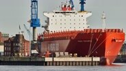 Das Containerschiff "Monte Cervantes" der Reederei Hamburg Süd liegt im Hamburger Hafen. © picture alliance / dpa Foto: Georg Wendt