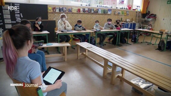 Geflüchtete Kinder aus der Ukraine sitzen in einer Schulklasse ein Hamburg. © NDR Foto: Screenshot