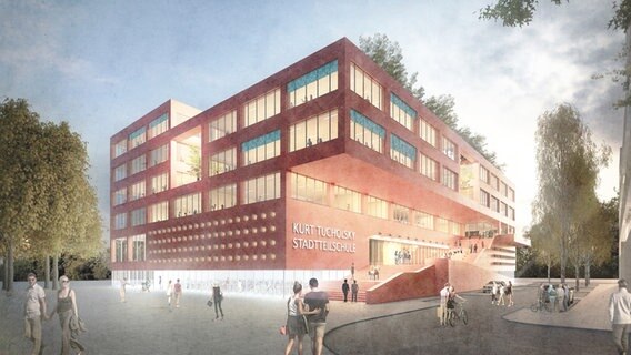 Eine Visualisierung eines Schul-Neubaus in Altona. © Schulbau Hamburg 