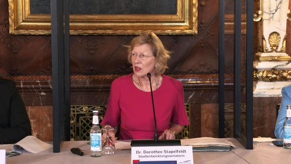 Stadtentwicklungssenatorin Dorothee Stapelfeldt (SPD) auf der LPK am 17.08.2021.  