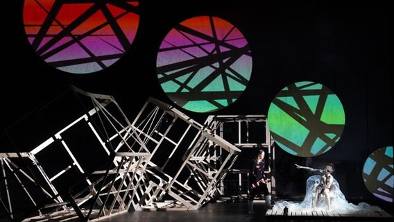 Filipp Avdeev und Viktoria Miroschnichenko spielen eine Szene von "Der schwarze Mönch" im Thalia Theater. Filipp Avdeev und Viktoria Miroschnichenko spielen eine Szene von "Der schwarze Mönch" im Thalia Theater. © dpa Foto: Marcus Brandt