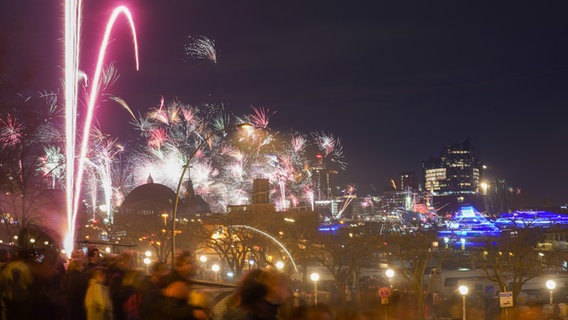 Feuerwerk über Hamburg. © picture alliance / dpa Foto: Marcus Brandt