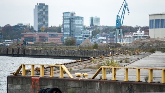 Blick im Stadtteil Steinwerder auf eine leere Fläche an einer Hafenanlage. © picture alliance/dpa Foto: Daniel Bockwoldt