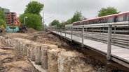 Bauarbeiten für die U5 an der U-Bahn-Haltestelle Sengelmannstraße. © NDR Foto: Reinhard Postelt