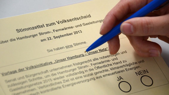 Ein Stimmzettel zum Volksentscheid über den Rückkauf der Energienetze in Hamburg © picture alliance / dpa | Marcus Brandt Foto: Marcus Brandt