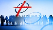 Eine Silhouette von Menschen und ein Wahlkreuz (Bildmontage) © Fotolia Foto: Photocreo Bednarek, babimu