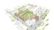Eine Visualisierung zeigt das geplante Quartier Wandsbek Markt. © Union Investment Real Estate GmbH 