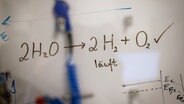 Notizen zur Aufspaltung von Wasser in Wasserstoff und Sauerstoff in einem Labor im Helmholtz-Zentrum in Geesthacht. © dpa Foto: Christian Charisius