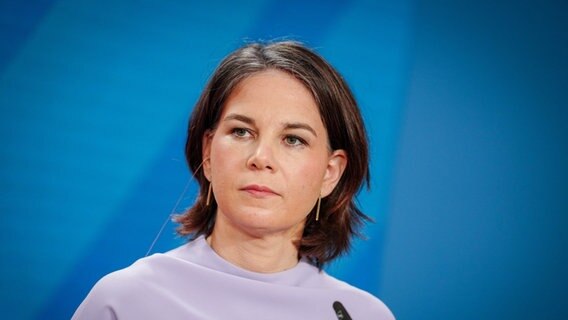 Foreign Minister Annalena Baerbock (Bündnis 90 / Die Grünen) in a pink top on a blue background © picture alliance / dpa / dpa-POOL |  Kay Nietfeld Photo: Kay Nietfeld