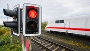 Eine rote Ampel leuchtet an einem Bahnübergang auf der Strecke Hildesheim-Berlin. © dpa-Bildfunk Foto: Julian Stratenschulte/dpa