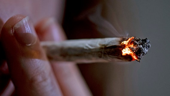 Eine Person raucht einen Joint. © dpa Foto: Fabian Sommer