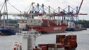 Ein Containerschiff fährt am Containerterminal Burchardkai im Hamburger Hafen vorbei © dpa Foto: Marcus Brandt