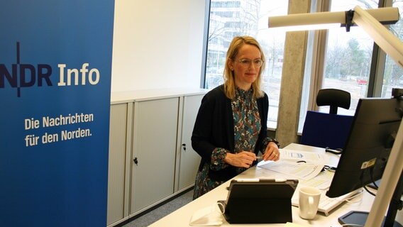 Christiane Uebing bei der Diskussion "NDR Info im Dialog" am 30.03.22 zum Thema Pluralität. © NDR Foto: Jenny von Gagern