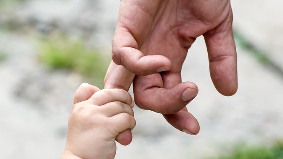 Ein Kind hält sich an der Hand des Vaters fest. © Colourbox Foto: #105402