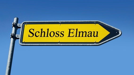 Wegweiser mit Schloss Elmau. © IMAGO / Steinach 