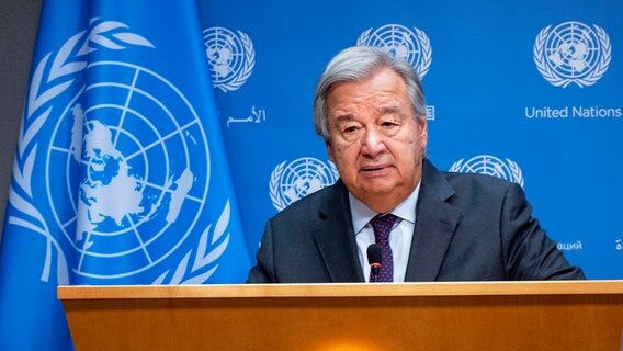 António Guterres, Generalsekretär der Vereinten Nationen, im Hauptquartier der Vereinten Nationen in New York. © AP/dpa Foto: Craig Ruttle
