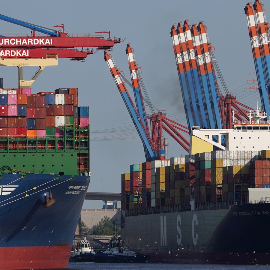 Containerschiffe liegen an einem Containerterminal im Hafen © dpa Bildfunk Foto: Marcus Brandt/