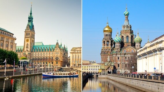 Rathaus von Hamburg, Kathedrale in St. Petersburg © fotolia, colourbox 