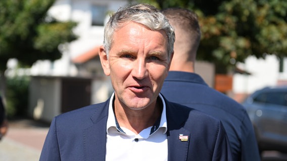 Björn Höcke, Spitzenkandidat der AfD zur Landtagswahl 2024 in Thüringen. © Swen Pförtner/dpa 