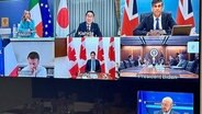 Die Staats- und Regierungschefs der G7-Staaten erörtern den iranischen Angriff auf Israel während einer Videokonferenz. Das Foto wurde von EU-Ratspräsident Charles Michel auf der Plattform X veröffentlicht. © Charles Michel via X via Reuters 