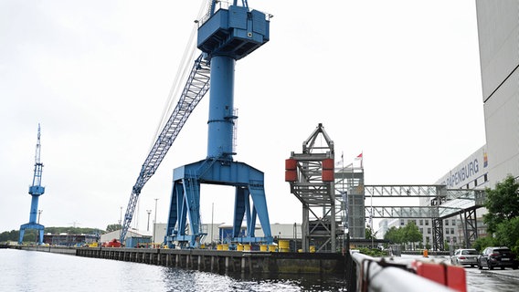 Blick auf das Gelände der Meyer Werft in Papenburg an der Ems. © dpa-Bildfunk Foto: Lars Penning