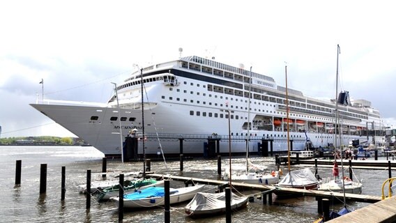 Das Kreuzfahrtschiff MSC Sinfonia liegt in der Kieler Förde. © NDR Foto: Anne Passow