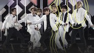 Jin, Suga, J-Hope, RM, Jimin, V und Jungkook von der koreanischen K-Pop-Band BTS in Kalifornien, Los Angeles. © IMAGO / Starface 
