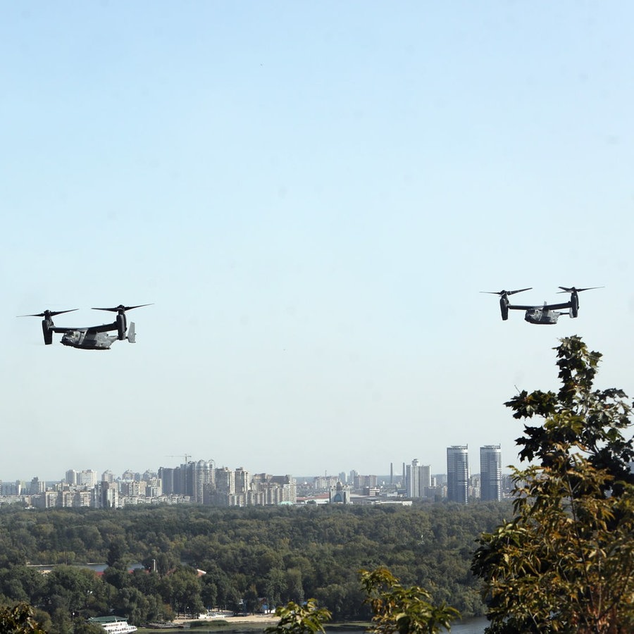 Amerikanische Drohne bei Militärübung in Kiew © picture alliance 