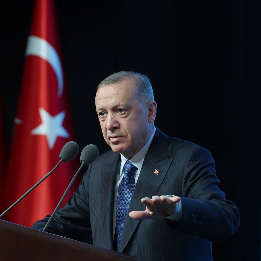 Der türkische Präsident Erdogan bei einer Rede. © picture alliance Foto: Mustafa Kamaci /
