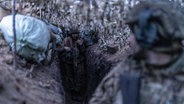 Ukrainische Soldaten verschanzen sich in einem Schützengraben in der Nähe von Kupiansk. © picture alliance Foto: Herrera Carcedo