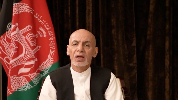 Ashraf Ghani in seiner ersten Videoansprache nach dem Fall von Kabul. © picture alliance Foto: Balkis Press