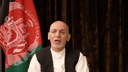 Ashraf Ghani in seiner ersten Videoansprache nach dem Fall von Kabul. © picture alliance Foto: Balkis Press