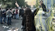 Demonstrantin auf der Straße in Tehran bei Protesten im September im Iran. © picture alliance 