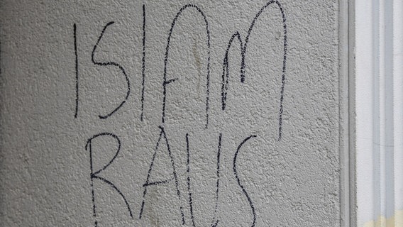 Islam raus-Graffiti an einer Hauswand. © picture alliance/Winfried Rothermel Foto: Winfried Rothermel