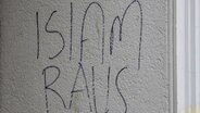 Islam raus-Graffiti an einer Hauswand. © picture alliance/Winfried Rothermel Foto: Winfried Rothermel