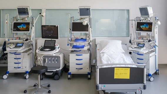 Eine Krankenstation mit Krankenbett in der MHH. © picture alliance/dpa | Ole Spata Foto: Ole Spata