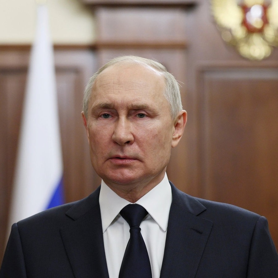 Wladimir Putin, Präsident von Russland, während einer Ansprache an die Nation im Juni 2023. © picture alliance / ASSOCIATED PRESS | Foto: Gavriil Grigorov