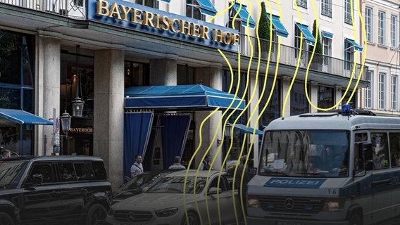 Mannschaftswagen der Polizei am Hotel Bayerischer Hof, Tagungsort der Münchner Sicherheitskonferenz, MSC. © picture alliance Foto: Raimund Kutter