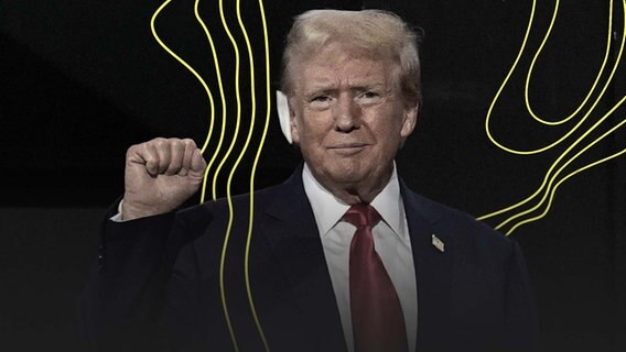 Der republikanische Präsidentschaftskandidat und ehemalige US-Präsident Donald Trump zeigt sich mit einem Verband am Ohr bei der Republican National Convention. © picture alliance Foto: Carolyn Kaster