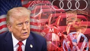 FOTOMONTAGE: Donald Trump verhaengt Strafzoelle fuer deutsche Autobauer. © picture alliance Foto:  SvenSimon | Frank Hoermann