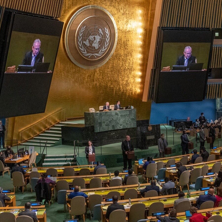 Antonio Guterres, Generalsekretär der Vereinten Nationen, spricht auf der Sondersitzung der UN-Vollversammlung. © picture alliance/dpa/AP | Mary Altaffer Foto: Mary Altaffer