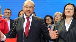 Martin Schulz spricht auf der Wahlparty der SPD am 24. September 2017 in Berlin © Kay Nietfeld / dpa Foto: Kay Nietfeld