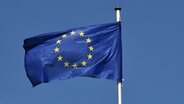 Die Flagge der EU weht im Wind an einem Mast. © dpa Foto: Horst Galuschka