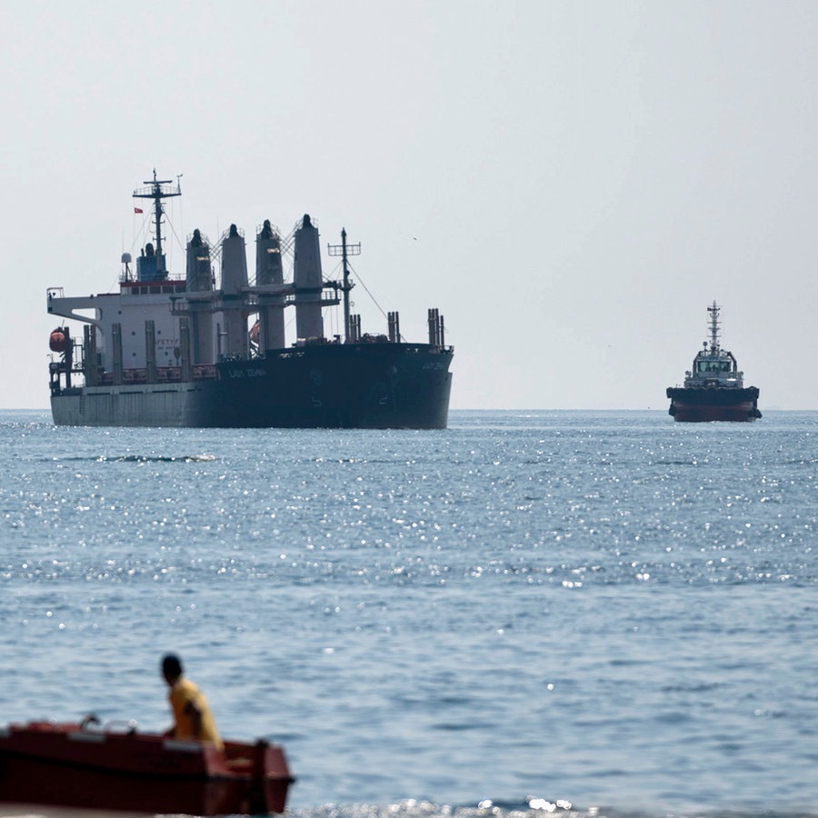 Das mit Getreide aus der Ukraine beladene Frachtschiff "Lady Zehma" ankert im Marmarameer (Türkei). © AP/dpa Foto: Khalil Hamra