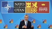 Nato-Generalsekretär Jens Stoltenberg äußert sich bei seiner Ankunft beim Nato-Gipfel in Madrid. treffen. © EUROPA PRESS/Pool/dpa Foto: E. Parra