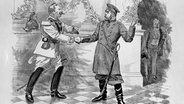 Das erste deutsche Satiremagazin "Punch" zeigt einen Cartoon über den damaligen Kaiser Wilhelm II. aus dem Jahr 1901. © Imago/stock&people 