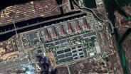 Ein Satellitenbild zeigt das Kernkraftwerk Saporischschja (Archivbild). © Maxar Technologies/AP/dpa 